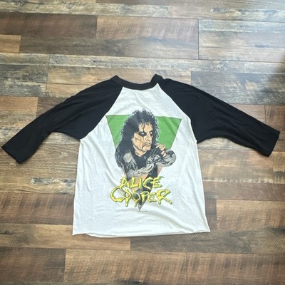 Alice Cooper Tour 1986-87 Raglan Baseball T-Shirt Black/White 3/4 Sleeve