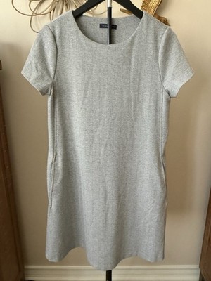 Tommy Hilfiger Herringbone Shift Dress Gray Short Sleeve Work Office Womens S