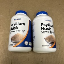 2 Psyllium Husk 1500mg Per Serving 500 Caps Fiber/Non-GMO/Gluten Free Nutricost