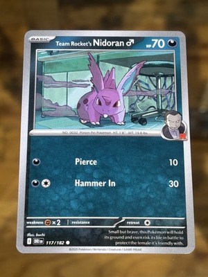 Team Rocket's Nidoran M 117/182 Sv10: Destined Rivals Regular Pokemon Card