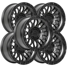 (Set of 5) Lock Off-Road Combat 17x9 5x5" -12mm Matte Black Wheels Rims 17" Inch