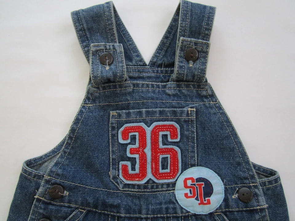 Kid's Sporty [ 18m ] Overall Jean Shorts Boys Soccer Child Denim Jumpsuit Romper - Image 2 of 4