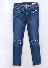 Rag bone Cropped Ankle Skinny Jeans Ripped Distressed Franklin Frayed Hem 25