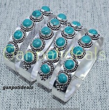 ¡VENTA A GRANEL!! Lote al por mayor de brazalete de piedras preciosas turquesa enchapado en plata 925 joyas