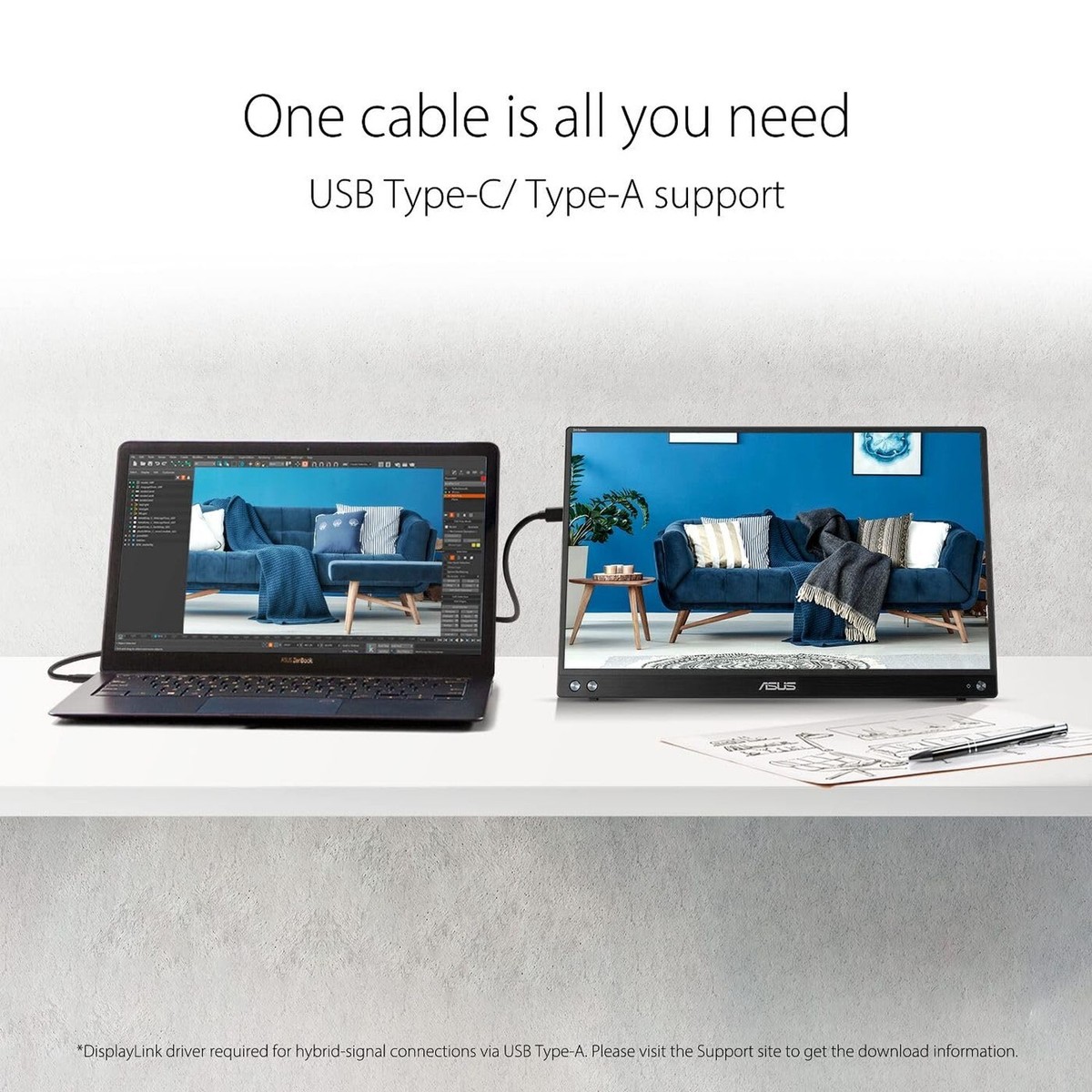 ASUS ZenScreen 15.6” 1080P Portable Monitor (MB16ACV) - Full HD