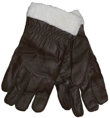 RIVER ISLAND Herren Braun Leder HANDSCHUHE mit BORG MANSCHETTE Größe S/M