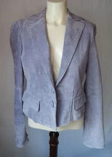 W By Worth Suede Leather Blazer Jacket Cropped Light Periwinkle Size 4