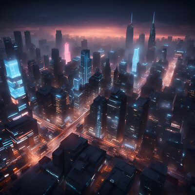 Digital Image Picture Photo Wallpaper Background AI City Building Night Lights