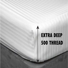 40cm (16") Extra Deep Fitted Sheets 500 T/C Pure Egyptian Cotton Sateen Satin