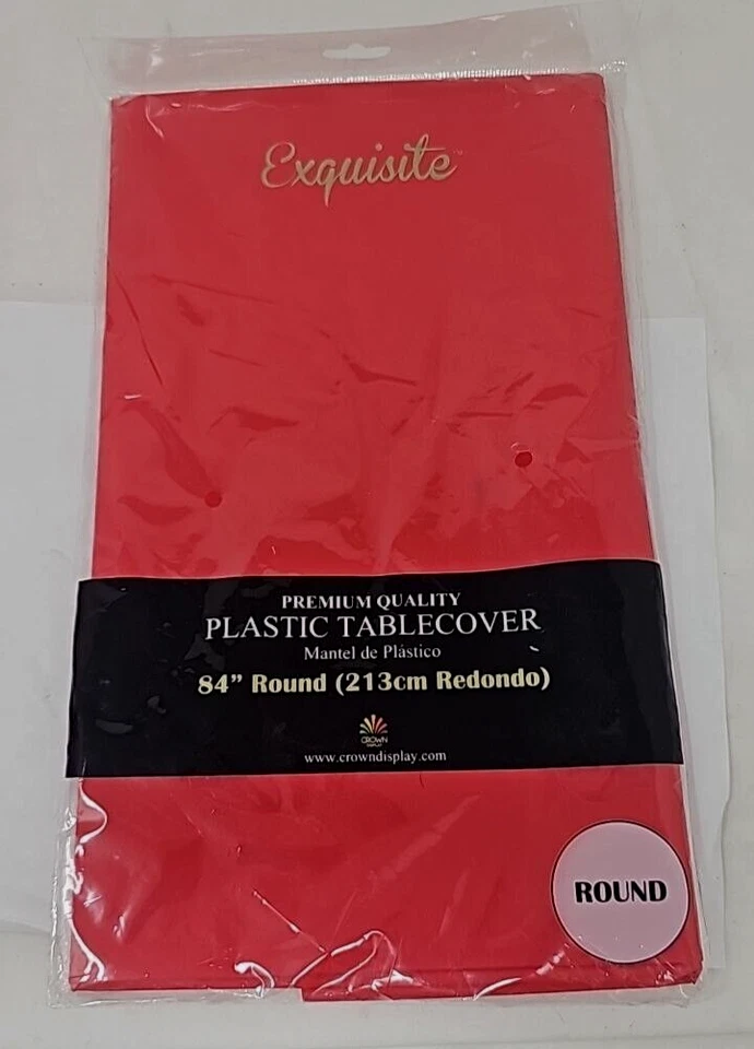 Lot of 12 Exquisite Premium Red Plastic Tablecloths 84" Round Party Covers - Image 3 of 4