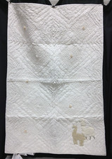 Pottery Barn Kids Aubrey baby nursery alpaca gray bed quilt toddler crib 36x50"