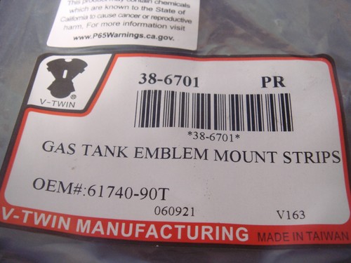 Harley Emblem Mount Strips Gas Fuel Tank OE 61740-90T V-Twin Vintage 38-6701 T7 - Picture 5 of 6