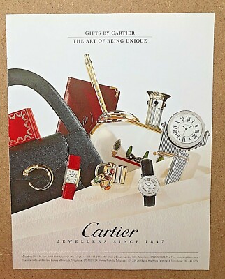 1994 Vintage Reklame CARTIER JUWELIERE SINCE 1847 GESCHENKE KUNST SEIN UNIKAT UHREN