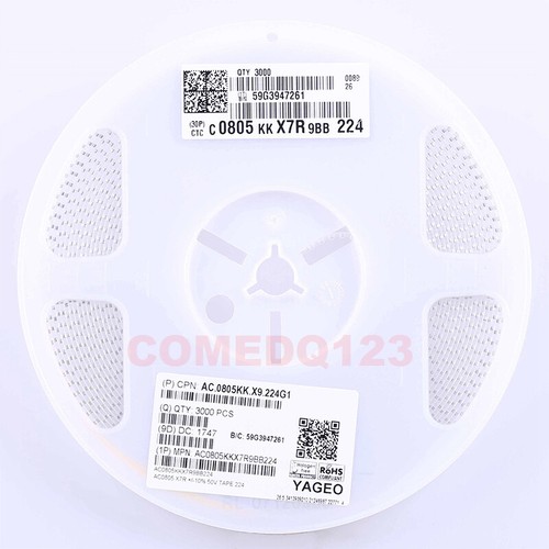 3000PCS/Reel 0805 220nF 50V X7R ±10% AC0805KKX7R9BB224 YAGEO Ceramic ...