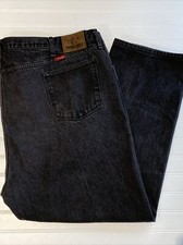 HUGE Wrangler Made in USA Vintage Cowboy Cut Relaxed Jean Size 54x30 Black Denim