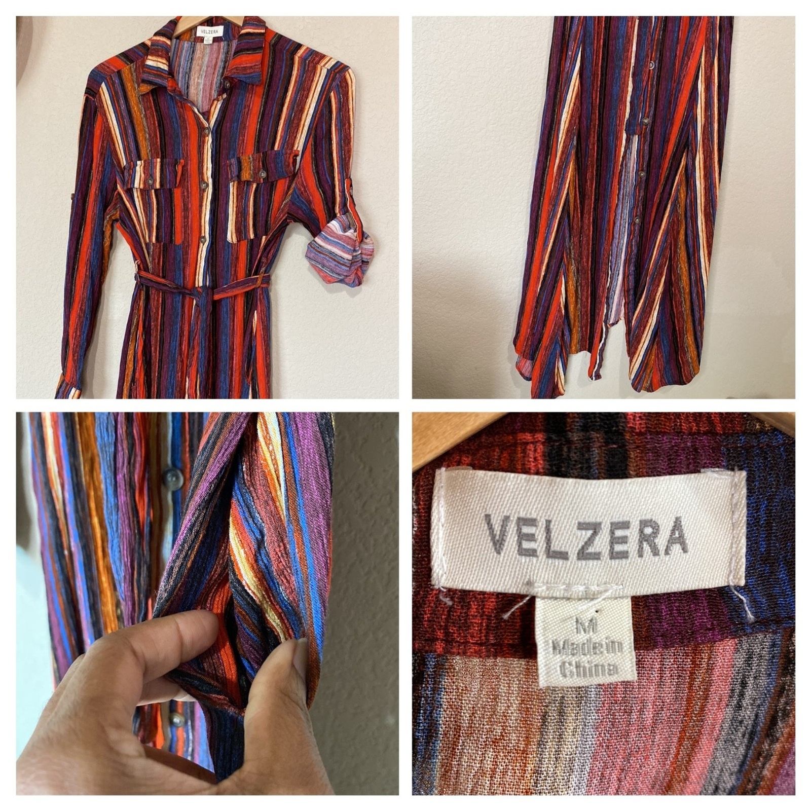 Velzera Maxi Duster Striped Pattern Button Up Fal… - image 3