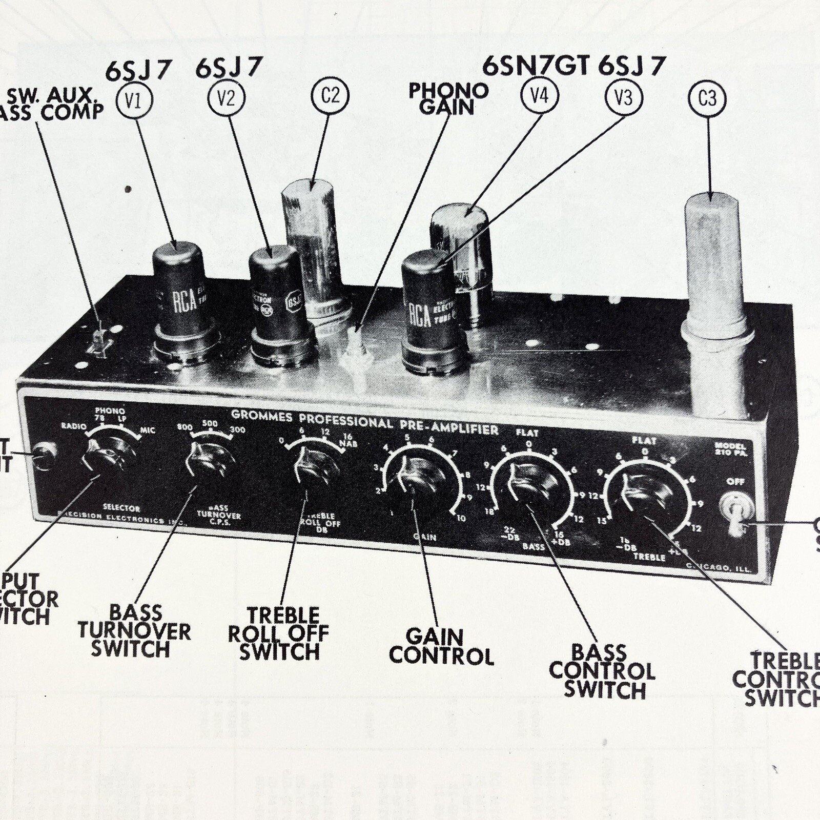 1953 Grommes Radio 117PS 210PA Service Wire Schematic Repair Manual Vintage