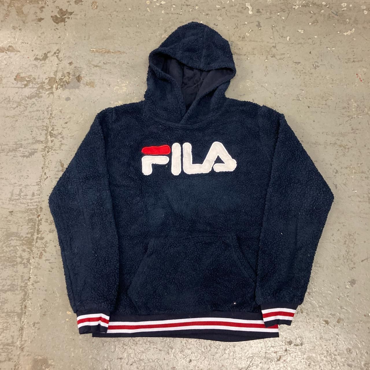 Felpa con cappuccio vintage in pile Fila; pullover Teddy Fleece donna piccola