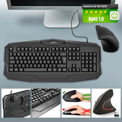 HAMA PC Tastatur und Ergonomische Kabellose Funkmaus Set Deutsches QWERTZ Layout
