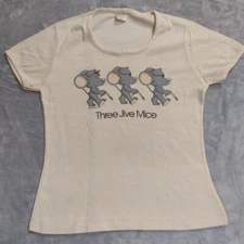 Vintage Fun Tees Three Jive Mice S Moskowitz 1980 Women Top Large Beige S/S USA