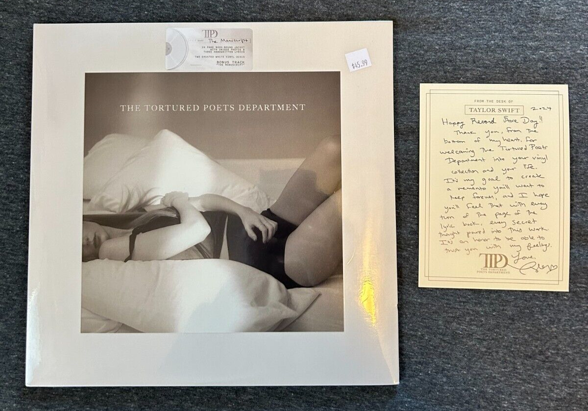 TAYLOR SWIFT-Tortured Poets Department "GHOSTED WHITE" LP ULTRA RARE RSD LETTER