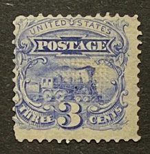 Travelstamps: US Stamps Scott #114 3 Cent Locomotive Mint Original Gum Hinged