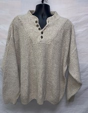 VTG 90s Eddie Bauer Button Knit 100 Cotton Pullover Sweater XL Made in the USA