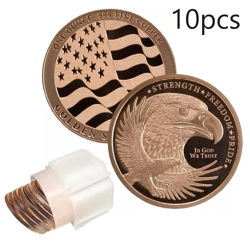 10 x 1oz Copper Rounds Eagle USA Flag Coins 999 Fine Bullion Golden State Mint