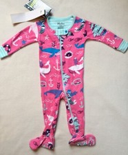 Hatley Pink Pajamas PJ Nautical One Piece Zip sz 3-6 mos