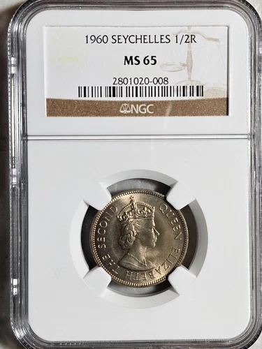Seychelles 1/2 Rupee 1960 NGC MS 65