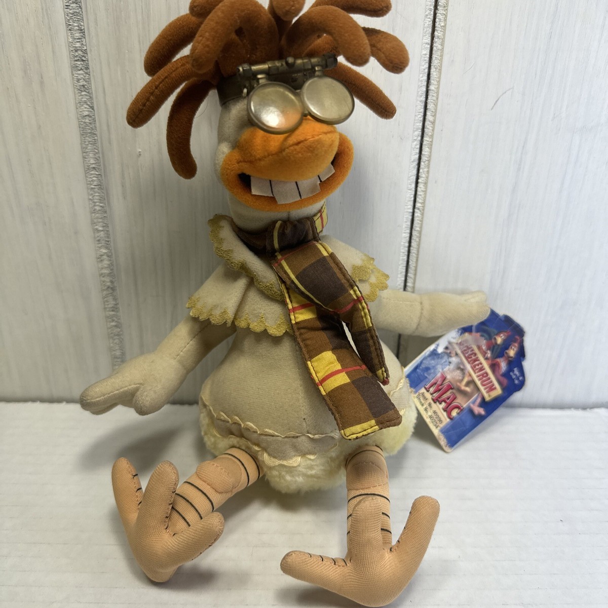 Vtg Dreamworks 2000 Chicken Run Mac Inventor Bean Stuffed Plush