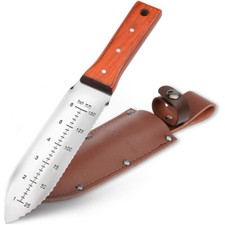 HAUSHOF Hori Hori Garden Knife Weeding&Digging Tool Full Tang,Wood Handle