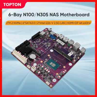 i3-N305 N100 2*Intel i226-V 2.5G NAS Motherboard Soft Rout 1*DDR5 Firewall ITX 