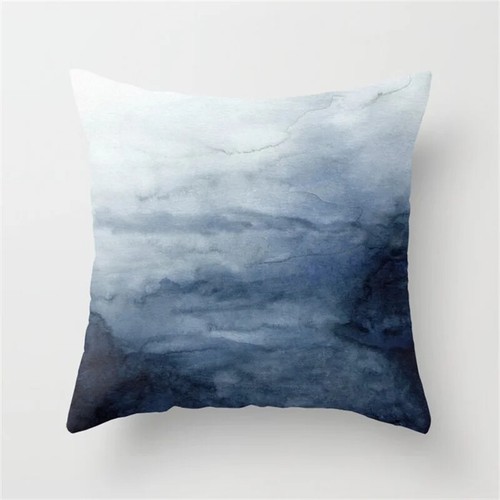 Blue Marble Cushion Cover Ink Flower Geometric Polyester Pillow Cover Print - Picture 28 of 64