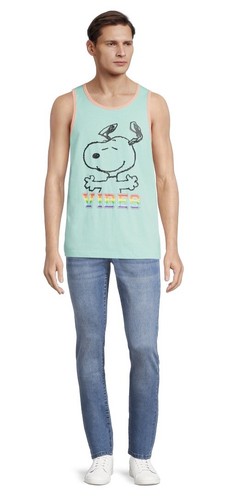 Peanuts Large (42-44) Snoopy “vibes” Men's Pride Graphic Tank Top Rainbow Tee - Picture 2 of 5