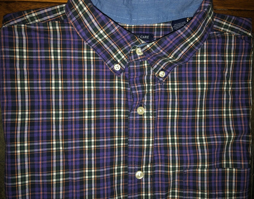 Mens Chaps Easy Care Long Sleeve Plaid Button Front Shirt Size Large - EUC - Image 2 of 2