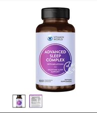 Vitamin World Advanced Sleep Complex With Melatonin 100 vegetarian caps Ex 02/27
