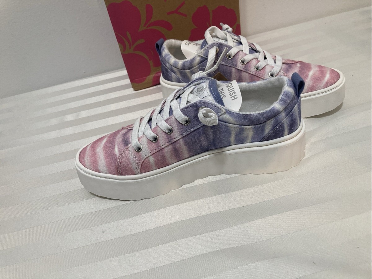 Roxy Sz 6 Sheila Pink Purple Tie Dye Low Top Platform Sneakers New