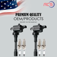2X Ignition Coil & Spark Plugs for Mitsubishi Mirage Lancer Space Star MD361710