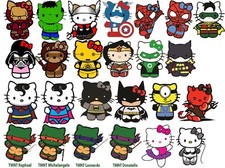 Hello Kitty Spider Maniron Manbatmanthor - Many Super Hero Decals-stickers Hello Kitty Spider Maniron Manbatmanthor - Many Super Hero Decals-stickers