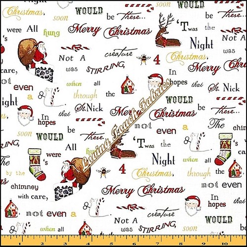 ROBERT KAUFMAN "HOLLY JOLLY CHRISTMAS 3" WORDS SAYINGS #14534-223 FABRIC 1/2 YD - 第 1/2 張圖片