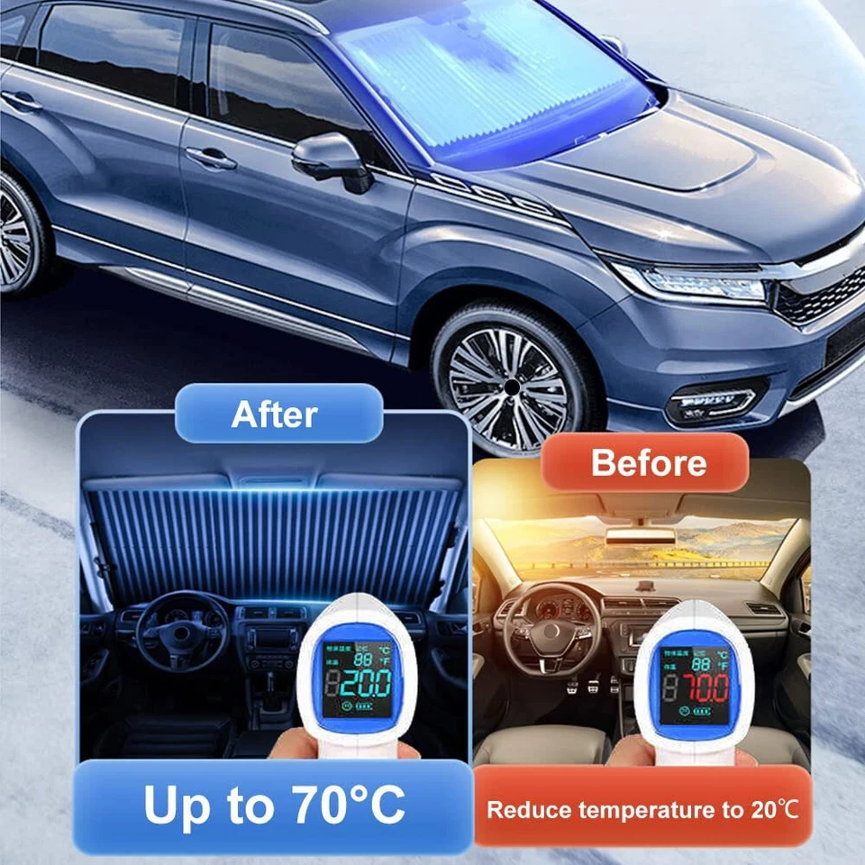 Universal Camión Coche Parabrisas Delantero Parasol Visera Cubierta Cortina Accesorio Automático Foto 3 de 4