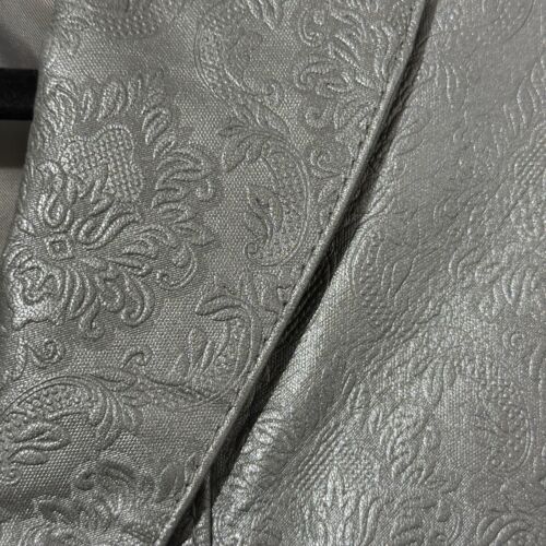 Vintage Leder Blazer Jacke Damen S Strukturiert Steampunk Mantel Gunmetal Silber Y2K - Bild 4 von 24