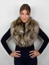 Crystal Fur fox collar, real fur stole, crystal fox collar