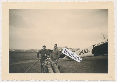 Böblingen Flugplatz Flugzeug D-OKAX Bordmonteur Vorkriegszeit 30er Jahre (3060n)