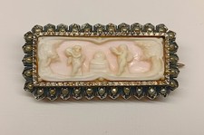 Brosche Silber  Perlen Gemme Antik Vintage