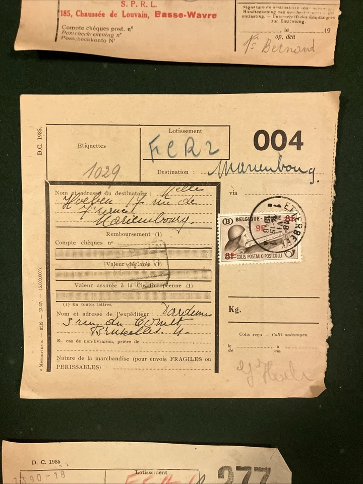 Бельгийская железнодорожная накладная лот товаров 1 Paturages Etterbeek Basse Wavre Anderlecht - Изображение 3 из 4