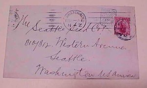 NEW ZEALAND POSTAGE PAID UNDER STAMP CHRISTCHURCH 1914 TO USA
