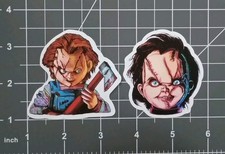 2-PCS CHUCKY Vinyl Decal Sticker Child's Play Halloween Horror Movie Icon