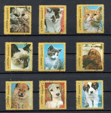 Ajman / Manama 1972 Hunde und Katzen StampWorld Nr. 1061-1069, gestempelt.